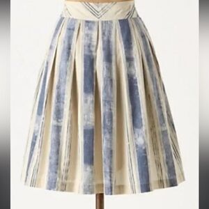 Anthropologie Blue and Cream Midi Skirt